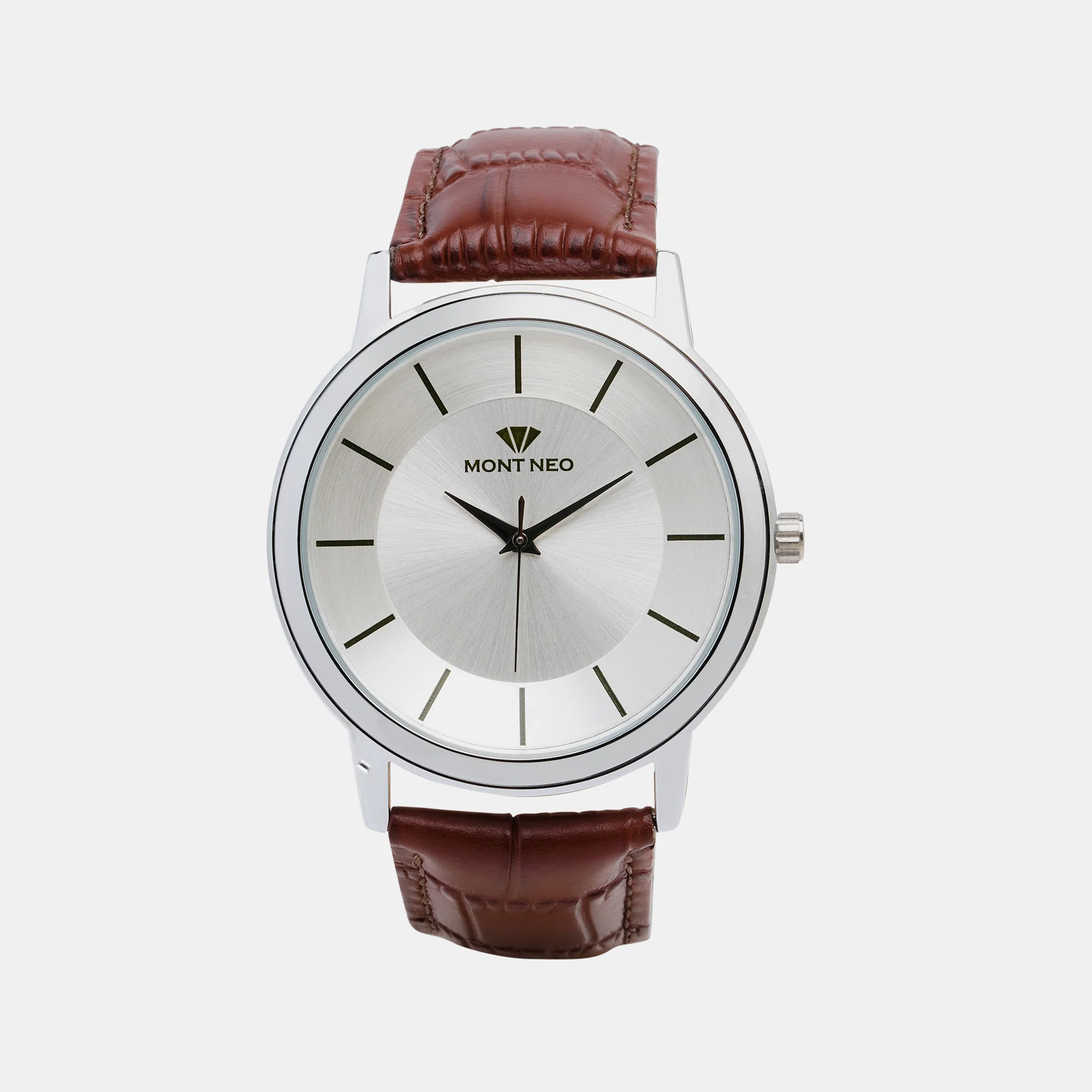 Men Quartz Silver Dial Analog Leather Watch 8003T-L1103 - Image 2