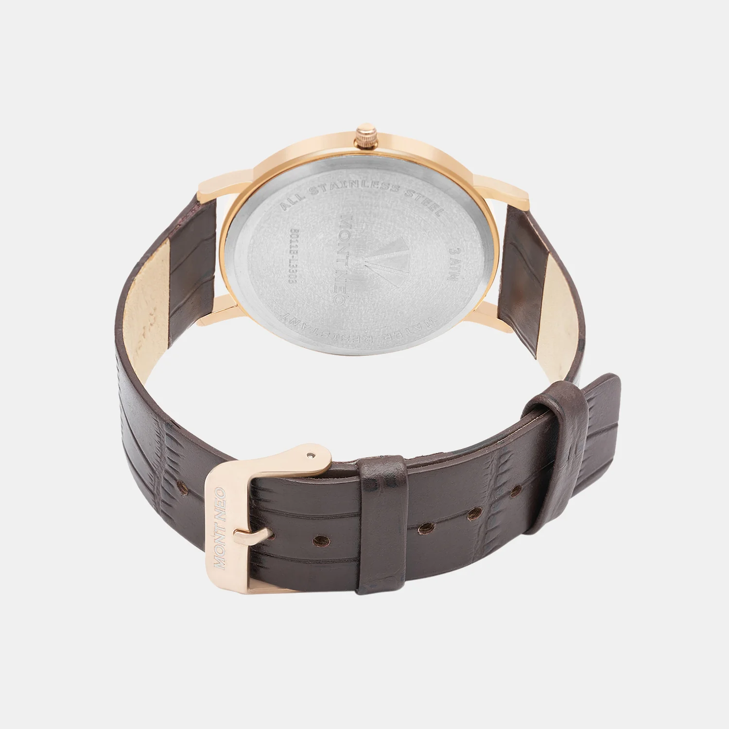 Men Quartz Silver Dial Analog Leather Watch 8011B-L3303 - Image 3