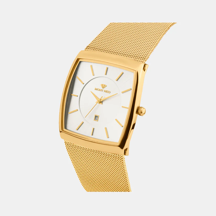 Men Quartz Silver Dial Analog Mesh Watch 1060E-B2203 - Image 3