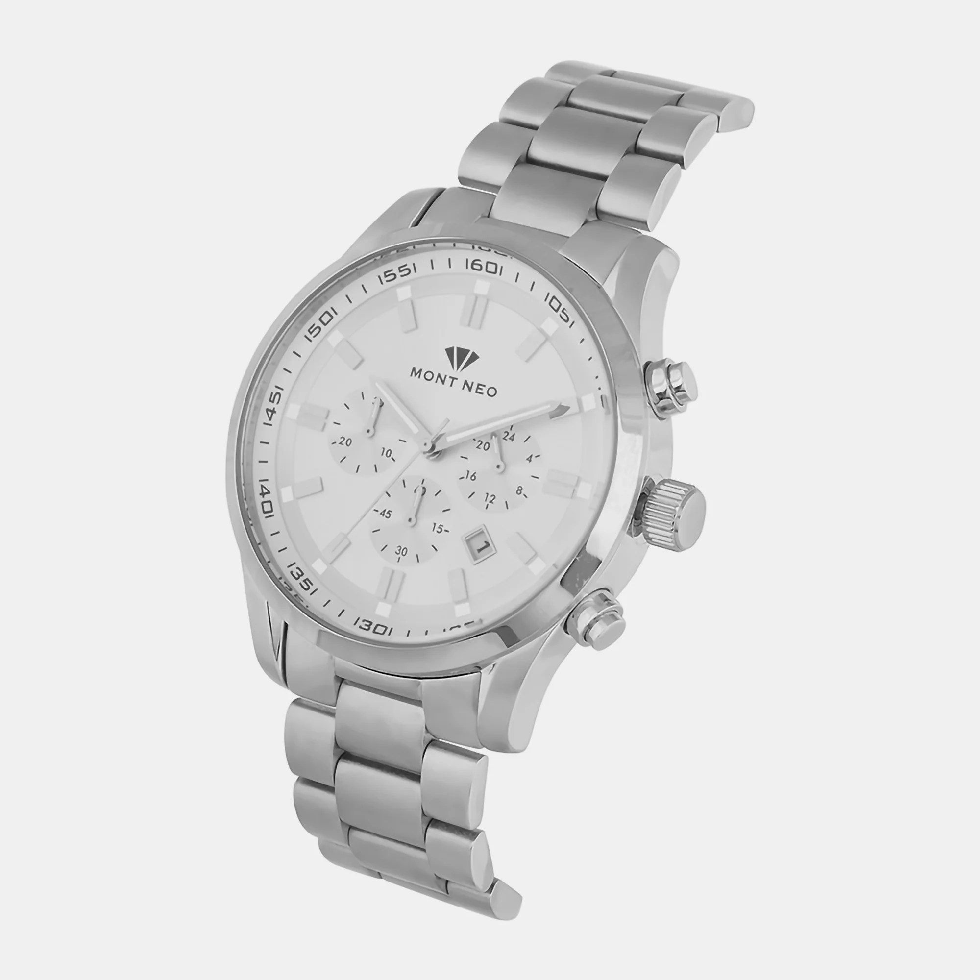 Men Quartz Silver Dial Chronograph Stainless Steel Watch 1032C-M1103 - Image 2