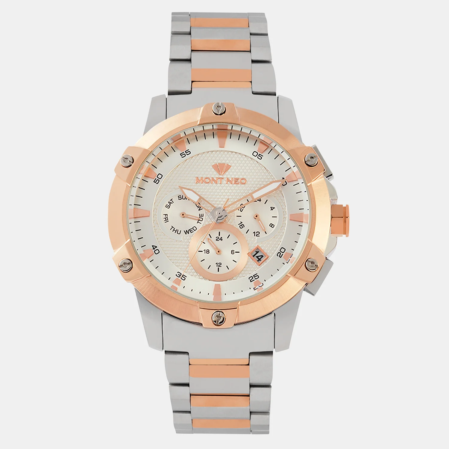 Men Quartz Silver Dial Multi-Function Metal Watch 1050M-M1303 - Image 2