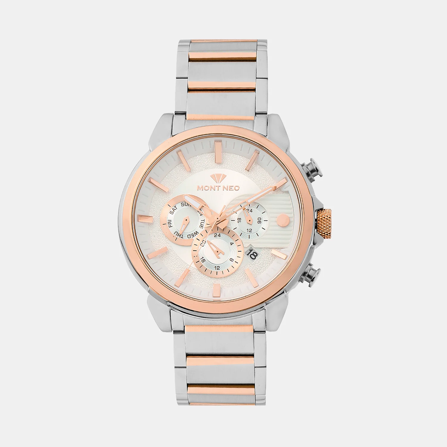 Men Quartz Silver Dial Multi-Function Metal Watch 1058M-M1303 - Image 2