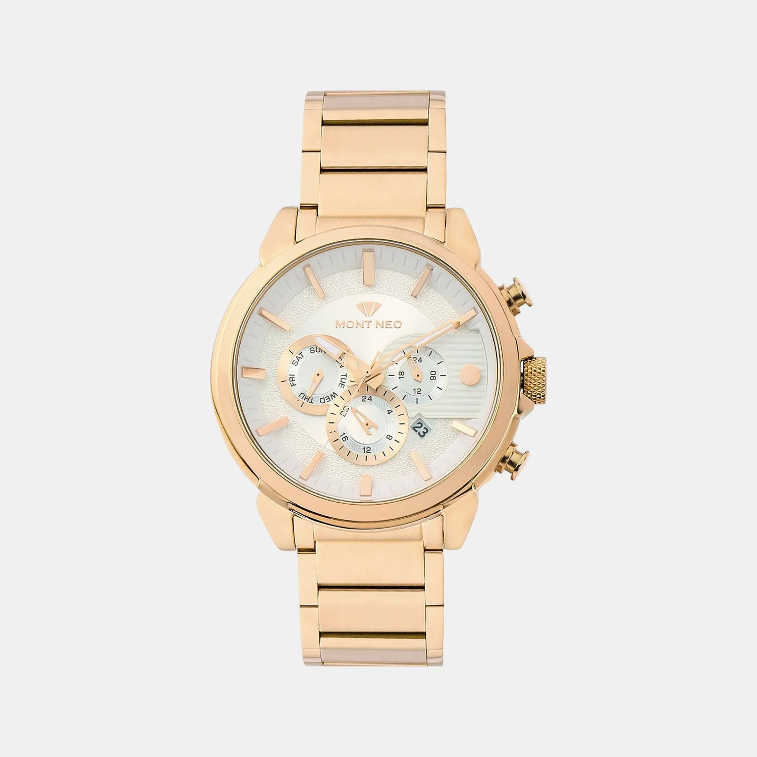 Men Quartz Silver Dial Multi-Function Metal Watch 1058M-M3303