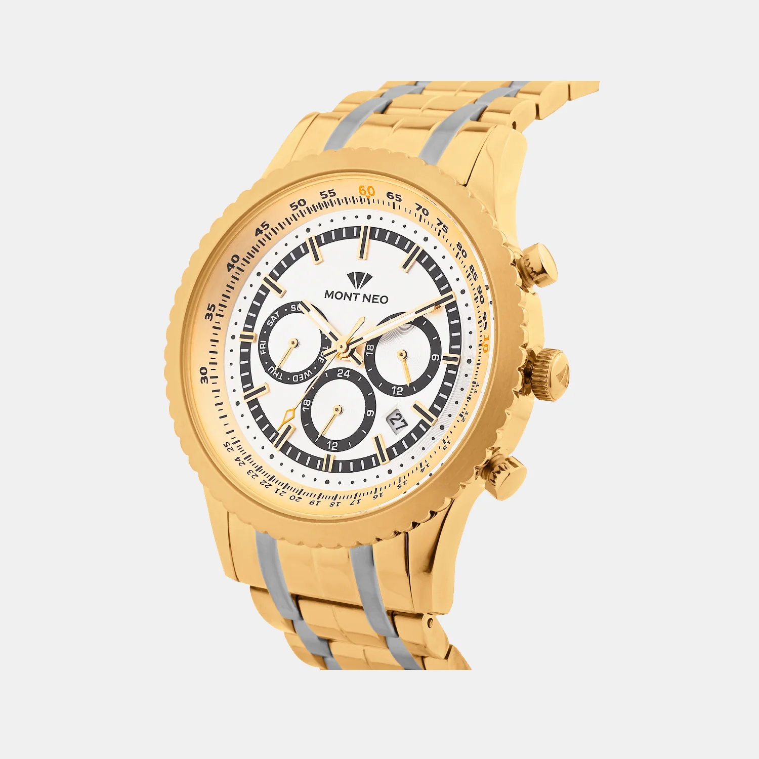 Men Quartz Silver Dial Multi-Function Metal Watch 3513M-M2203 - Image 3