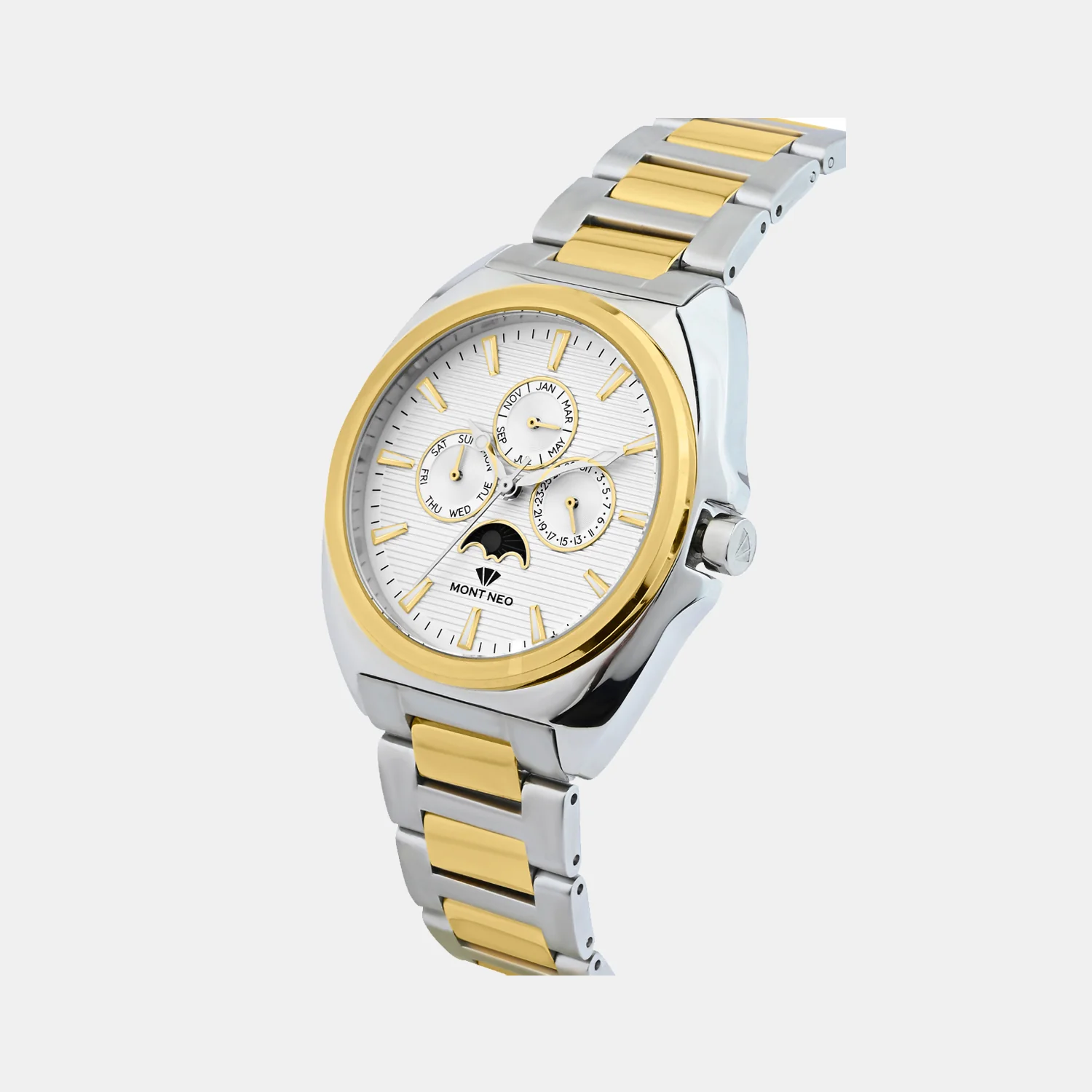 Men Quartz Silver Dial Multi-Function Stainless Steel Watch 3514M-M1203 - Image 4