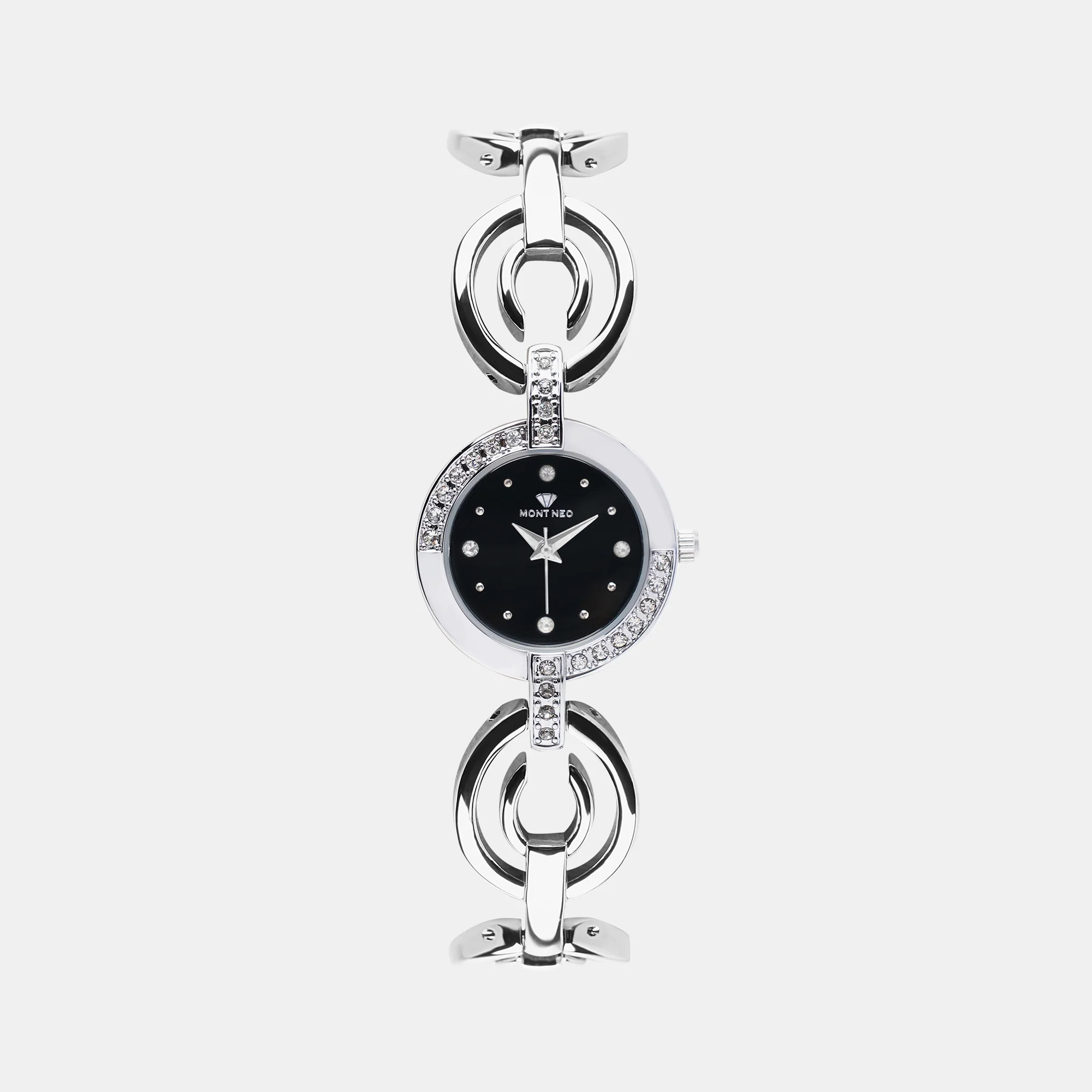 Women Quartz Black Dial Analog Stainless Steel Watch 6303T-M1104 - Image 2