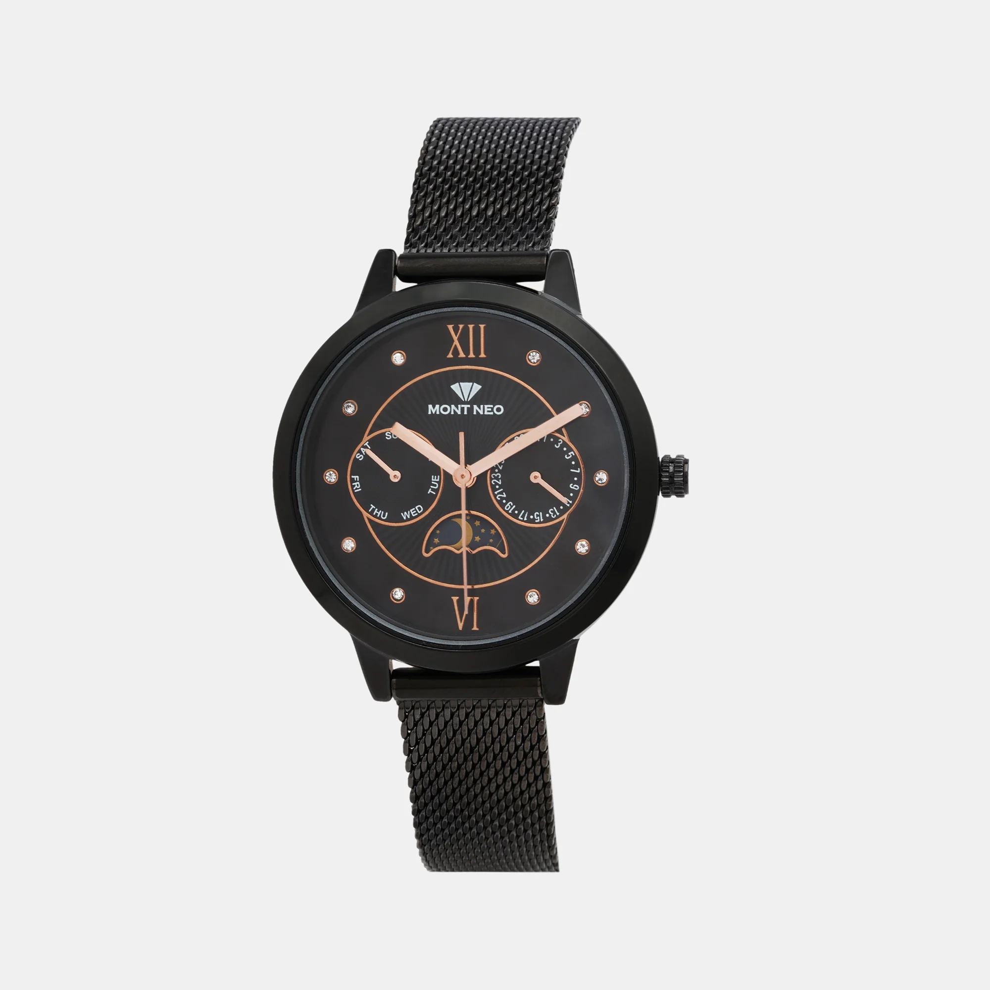 Women Quartz Black Dial Chronograph Stainless Steel Watch 9003M-B4404 - Image 2