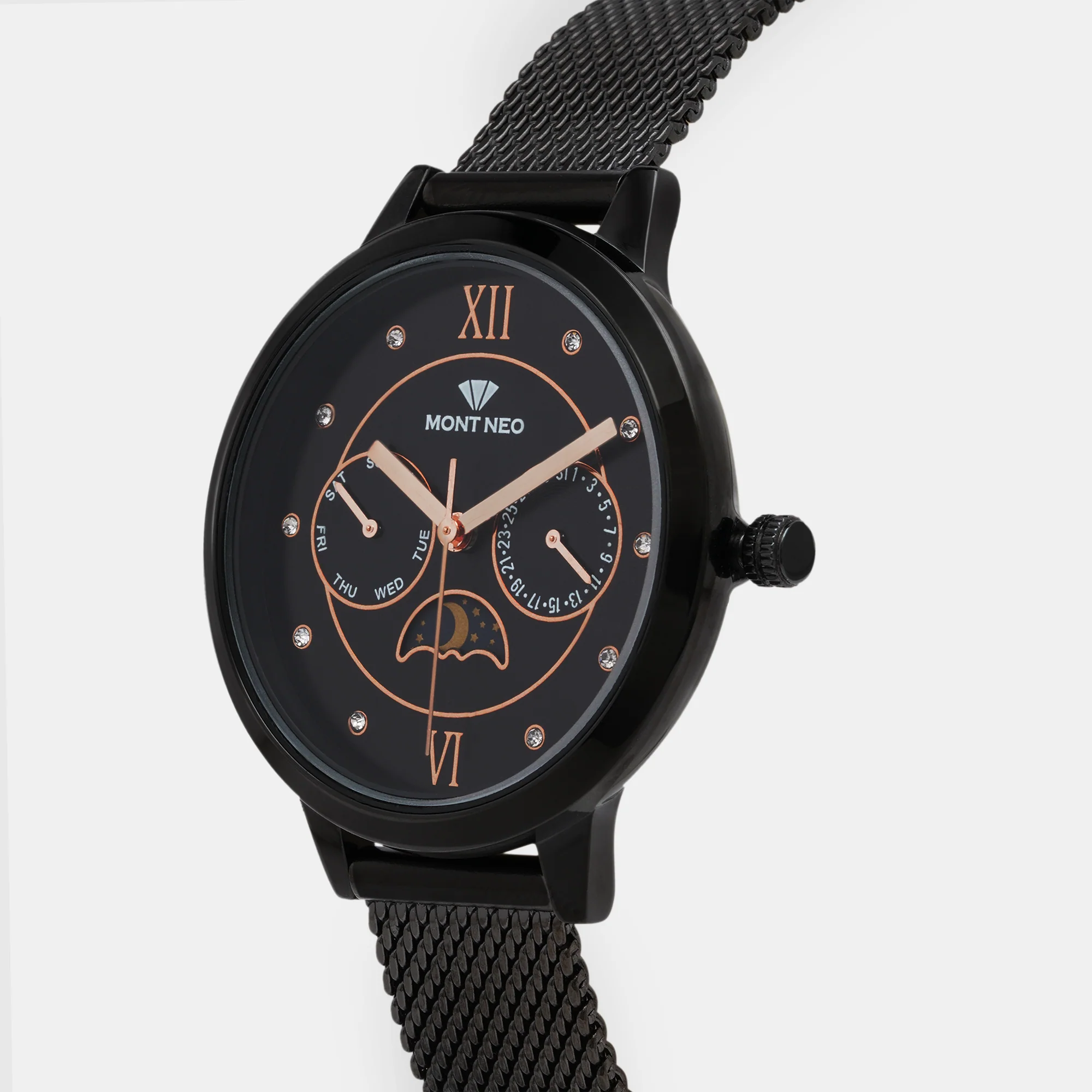 Women Quartz Black Dial Chronograph Stainless Steel Watch 9003M-B4404 - Image 3