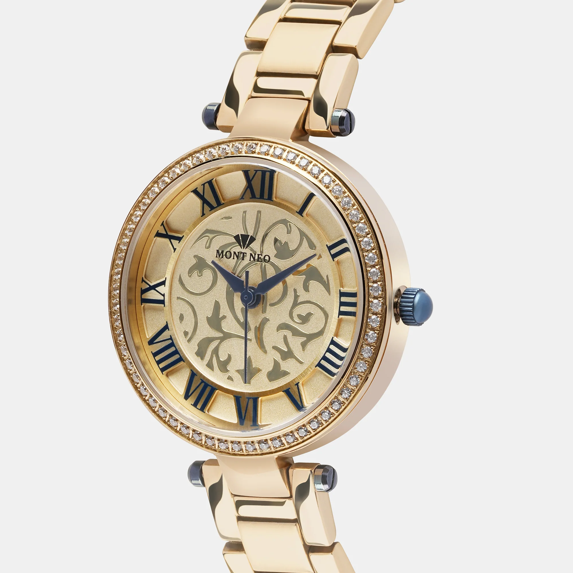 Women Quartz Gold Dial Analog Stainless Steel Watch 7503T-M2208 - Image 2