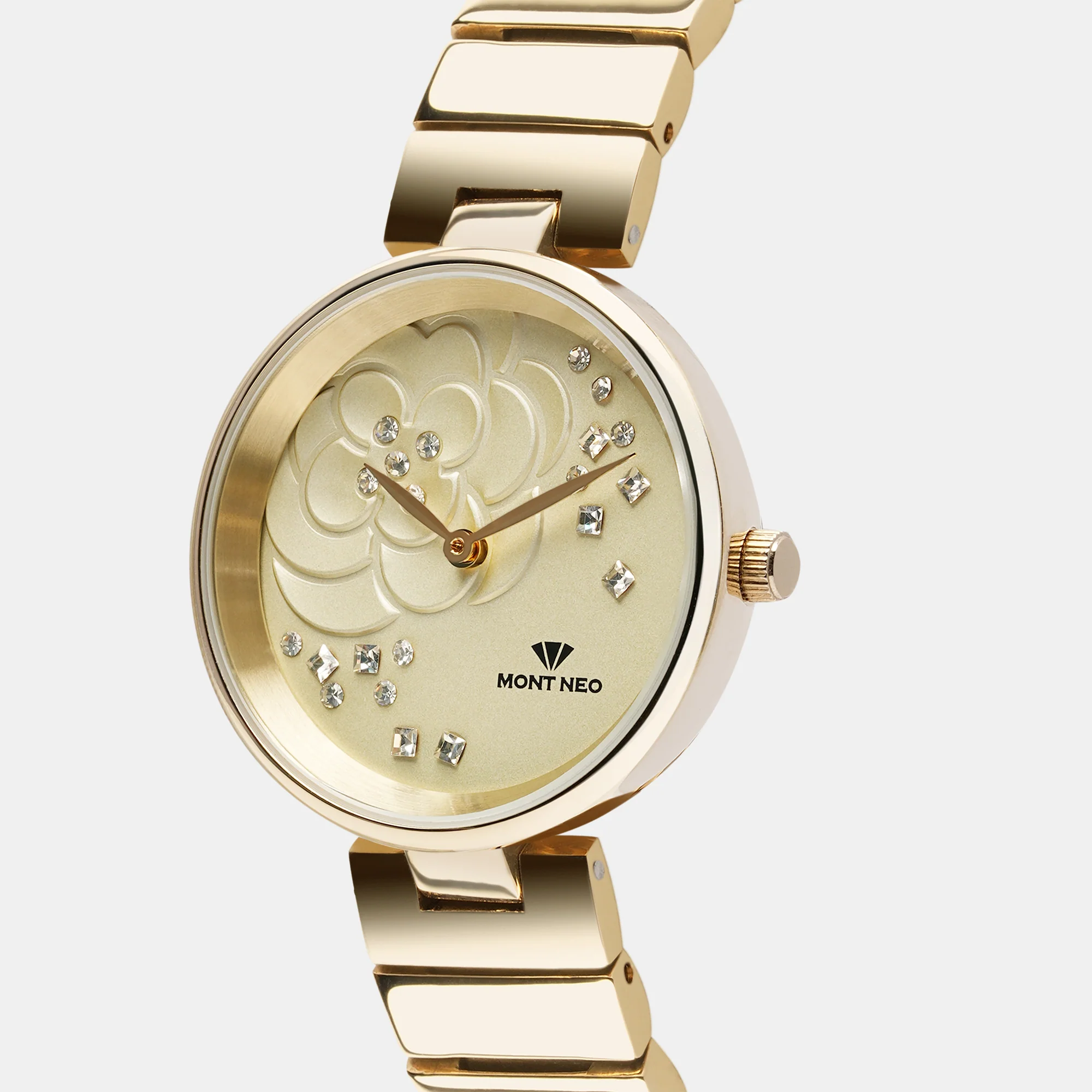 Women Quartz Gold Dial Analog Stainless Steel Watch 7504B-M2208 - Image 3