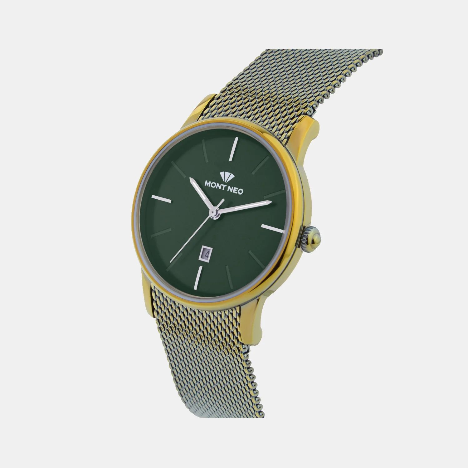 Women Quartz Green Dial Analog Mesh Watch L1052E-B101014 - Image 3