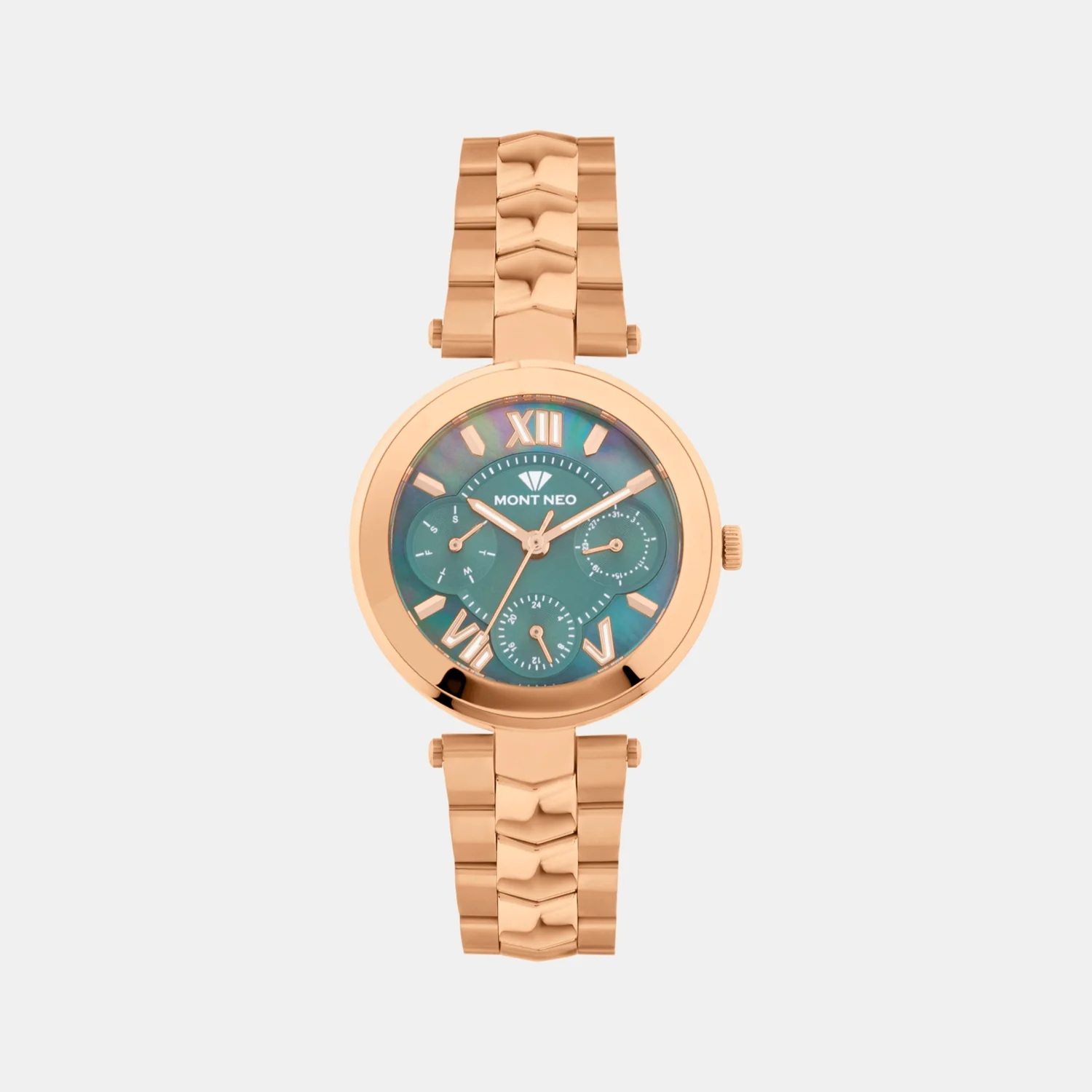 Women Quartz Green Dial Multi-Function Stainless Steel Watch 4507M-M3314 - Image 2