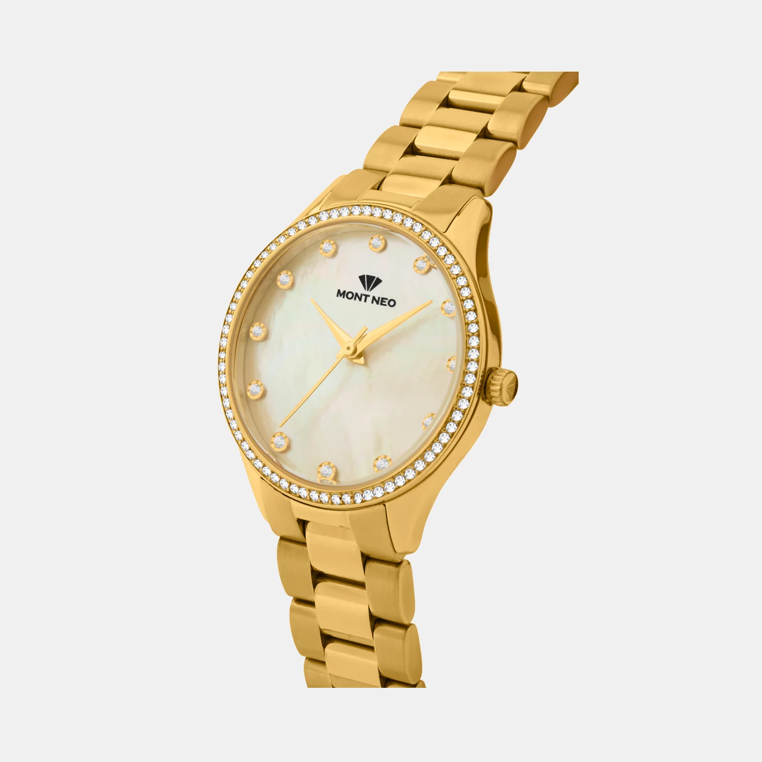 Women Quartz White Mother Of Pearl Dial Analog Metal Watch 4509B-M2201 - Image 3