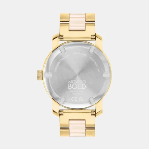 Bold Ceramic Women Quartz Pink Dial Analog Stainless Steel Watch 3600800 - Image 3