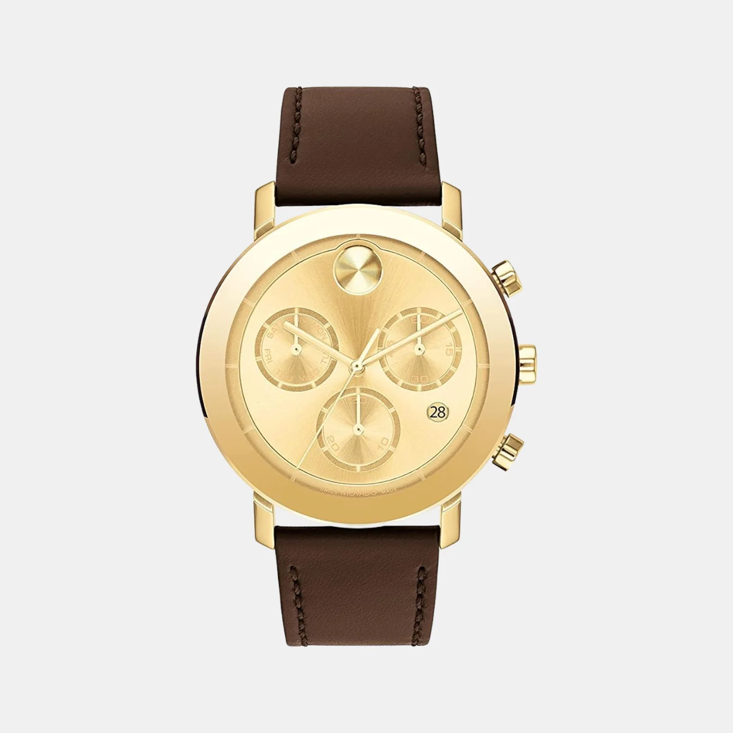 Bold Evolution Men Quartz Gold Dial Chronograph Leather Watch 3600883