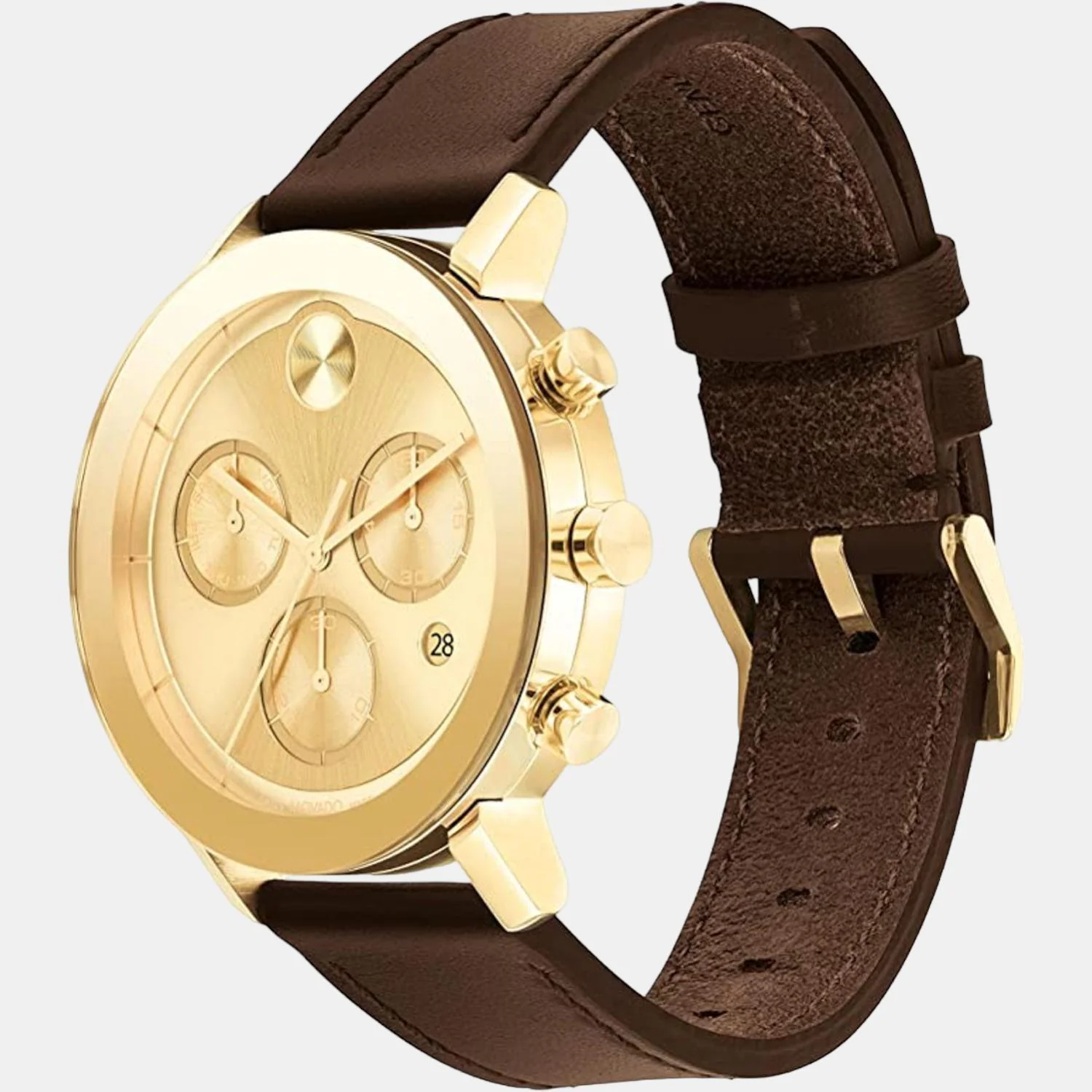 Bold Evolution Men Quartz Gold Dial Chronograph Leather Watch 3600883 - Image 2
