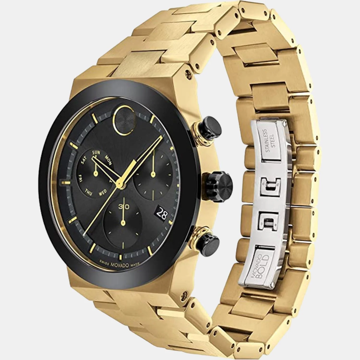 Bold Fusion Men Quartz Black Dial Chronograph Stainless Steel Watch 3600858 - Image 2