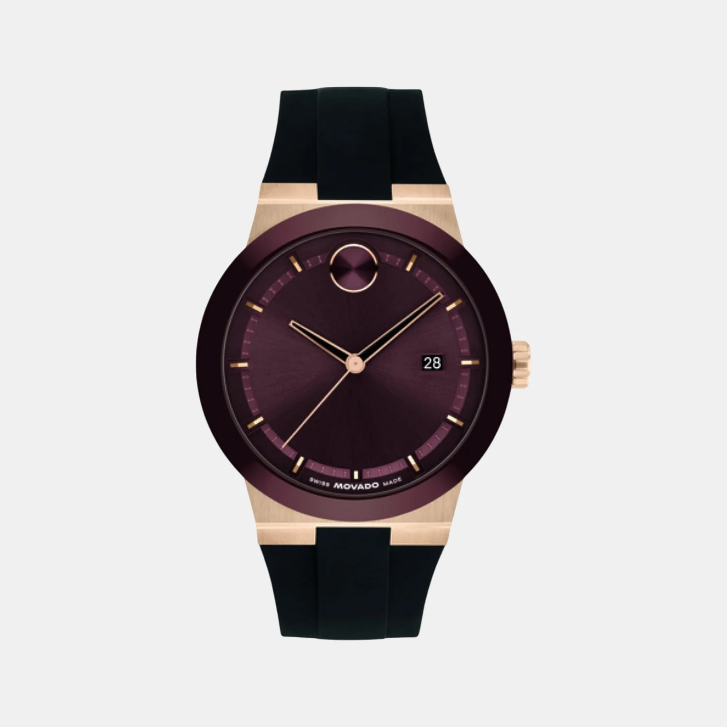 Bold Men Quartz Burgundy Dial Analog Silicone Watch 3601214