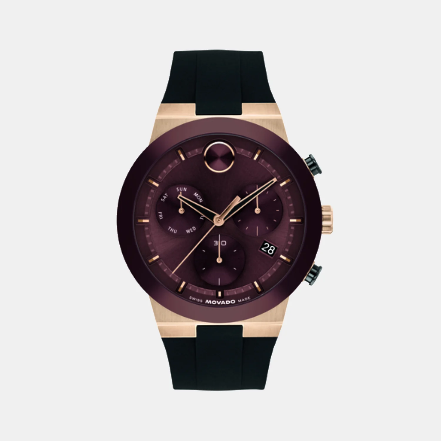 Bold Men Quartz Burgundy Dial Chronograph Silicone Watch 3601332 - Image 2