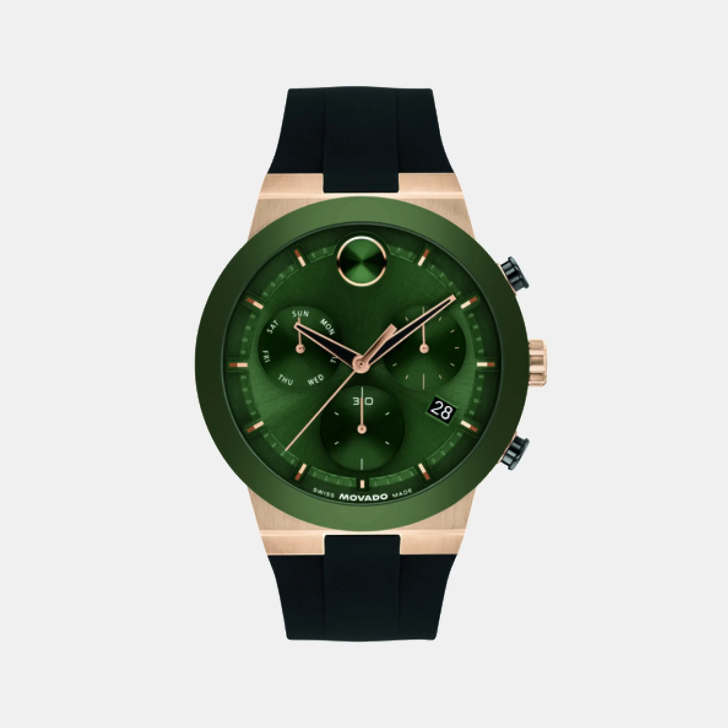 Bold Fusion Men Quartz Green Dial Chronograph Silicone Watch 3601333 - Image 2