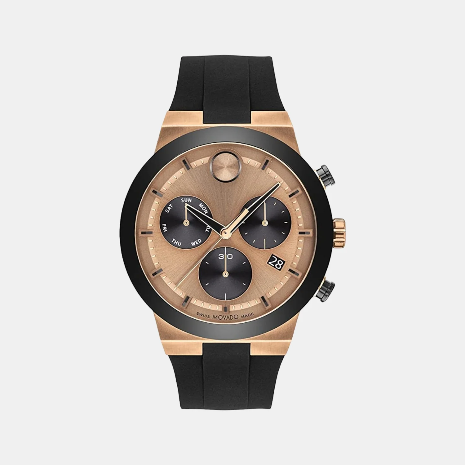 Bold Fusion Men Quartz Rose Gold Dial Chronograph Silicone Watch 3600854