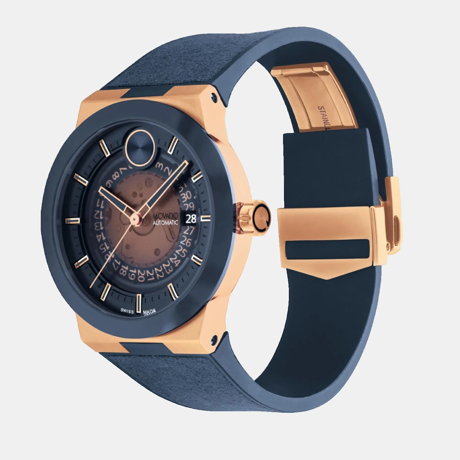 Bold Men Automatic Transparent Dial Analog Leather Watch 3601194 - Image 2