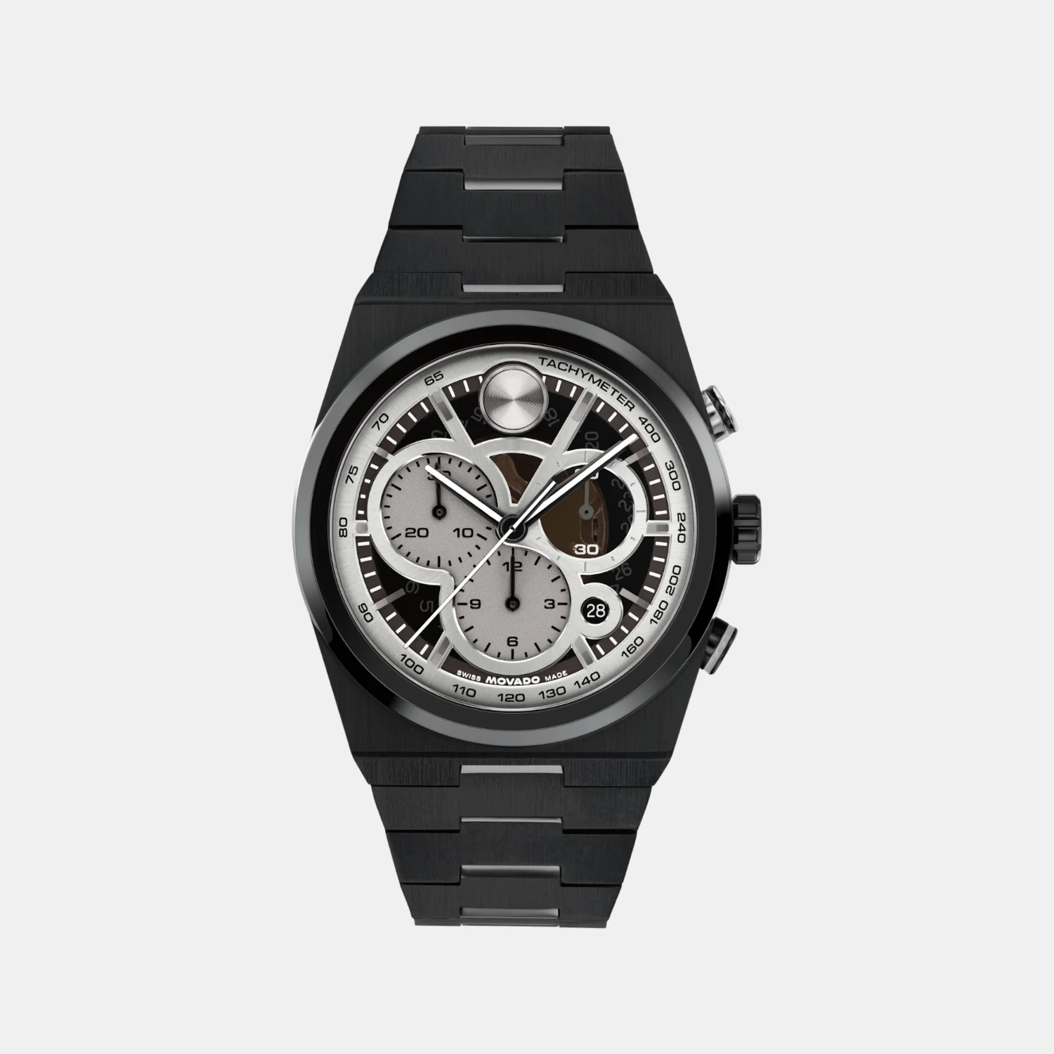 Bold Men Quartz Black & Grey Dial Chronograph Stainless Steel Watch 3601184