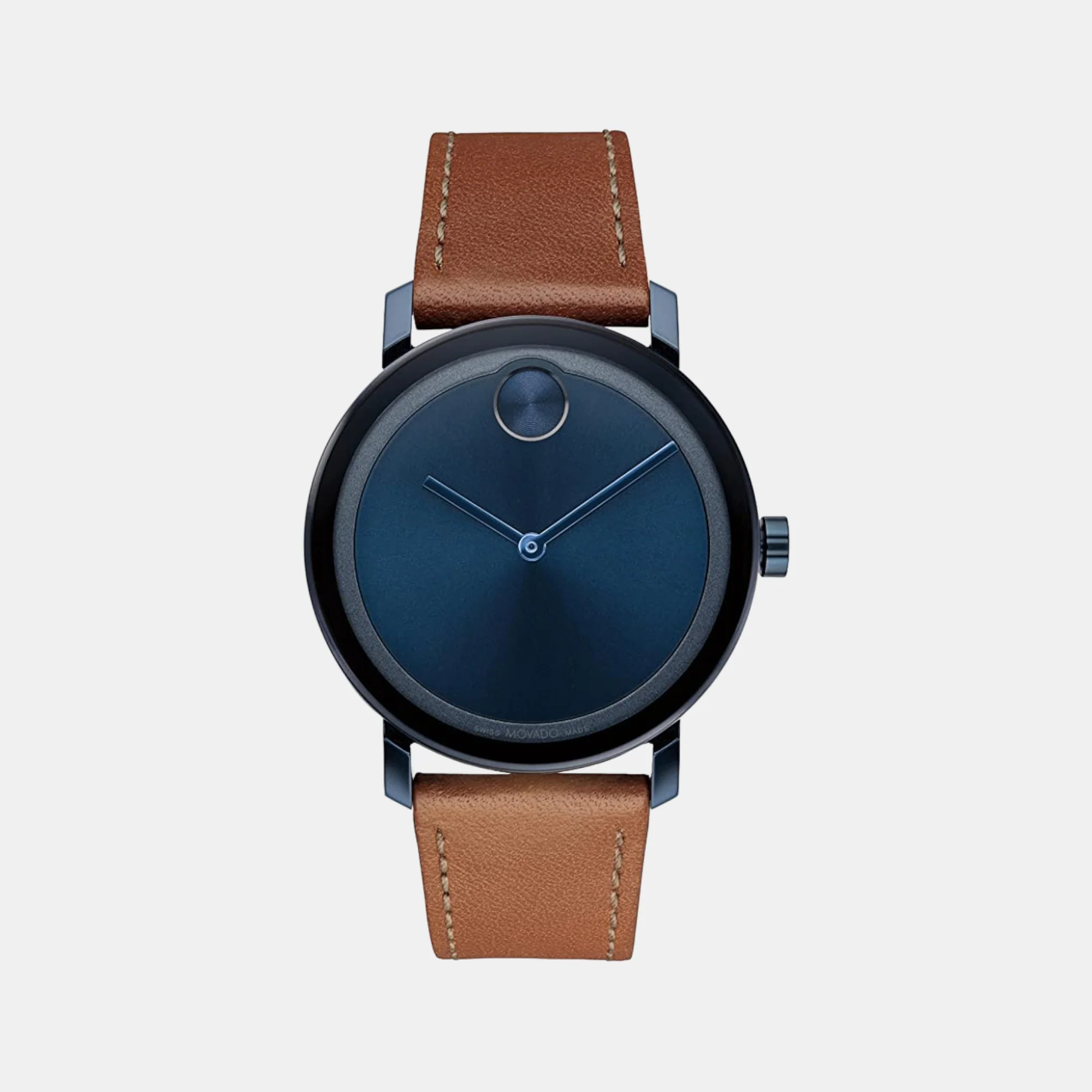 Bold Men Quartz Blue Dial Analog Leather Watch 3600806