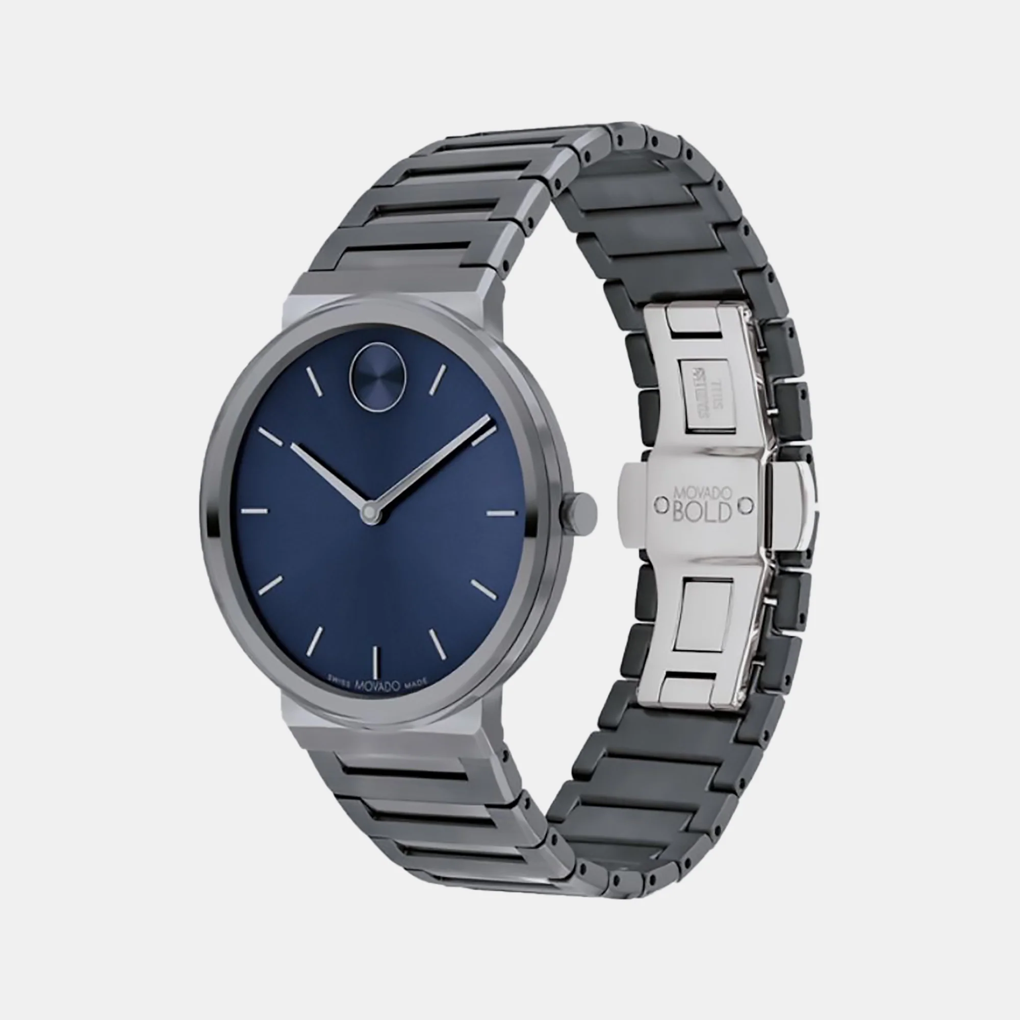 Bold Men Quartz Blue Dial Analog Stainless Steel Watch 3601076 - Image 3