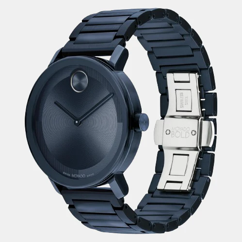 Bold Men Quartz Blue Dial Analog Stainless Steel Watch 3601097 - Image 3