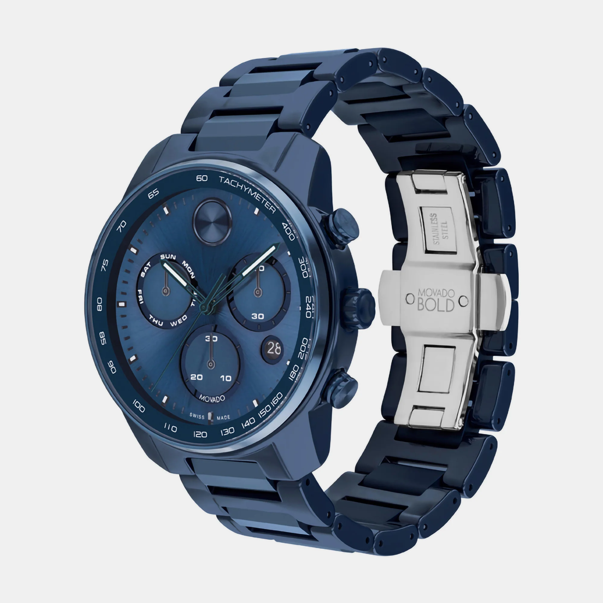 Bold Men Quartz Blue Dial Chronograph Ceramic Watch 3601117 - Image 3