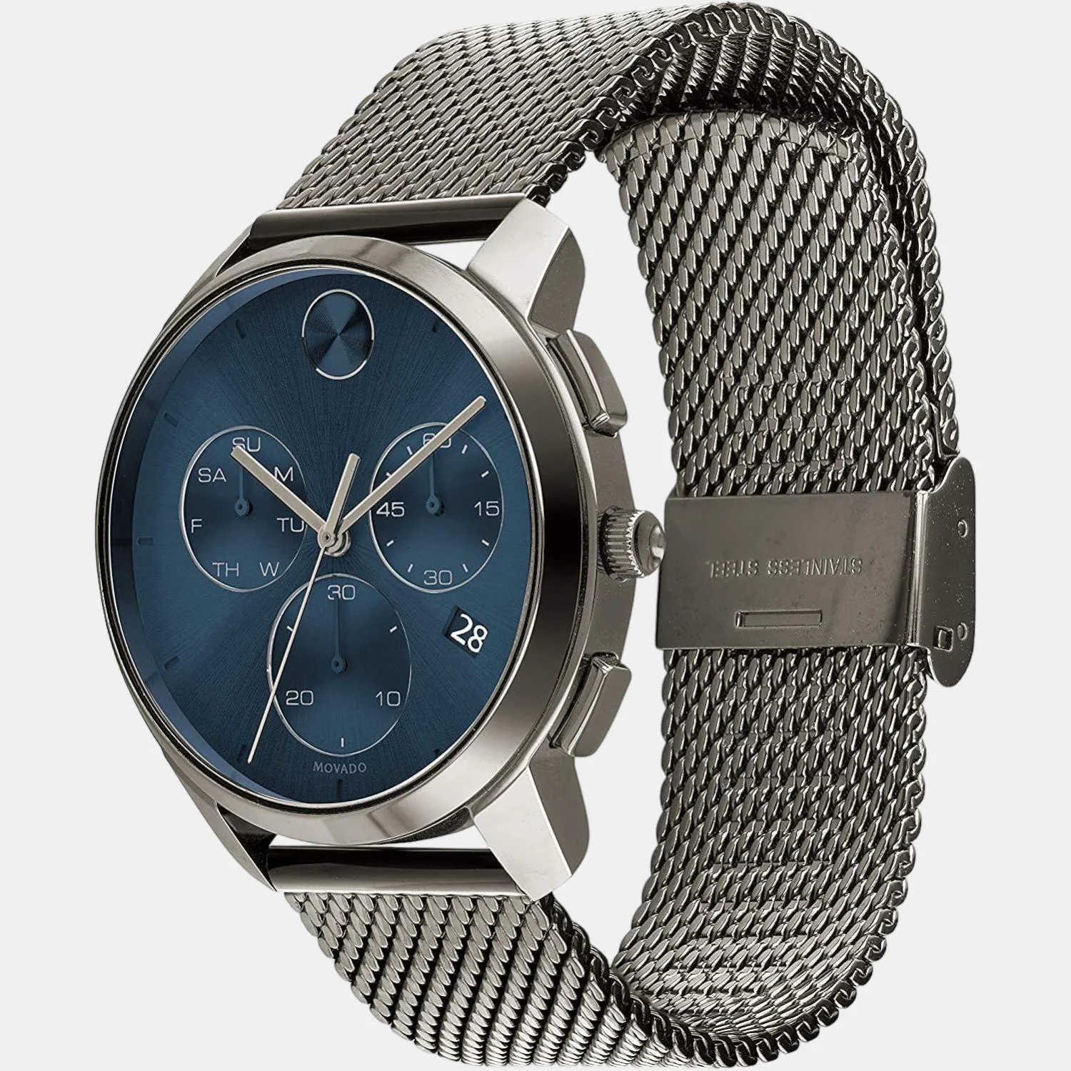 Bold Men Quartz Blue Dial Chronograph Stainless Steel Watch 3600721 - Image 2