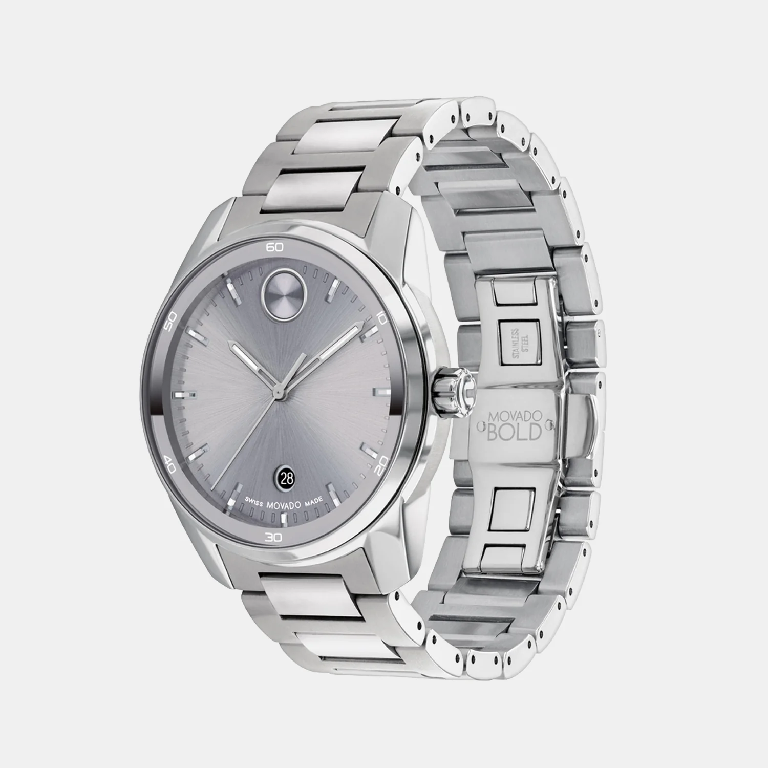 Bold Men Quartz Grey Dial Analog Stainless Steel Watch 3601204 - Image 2