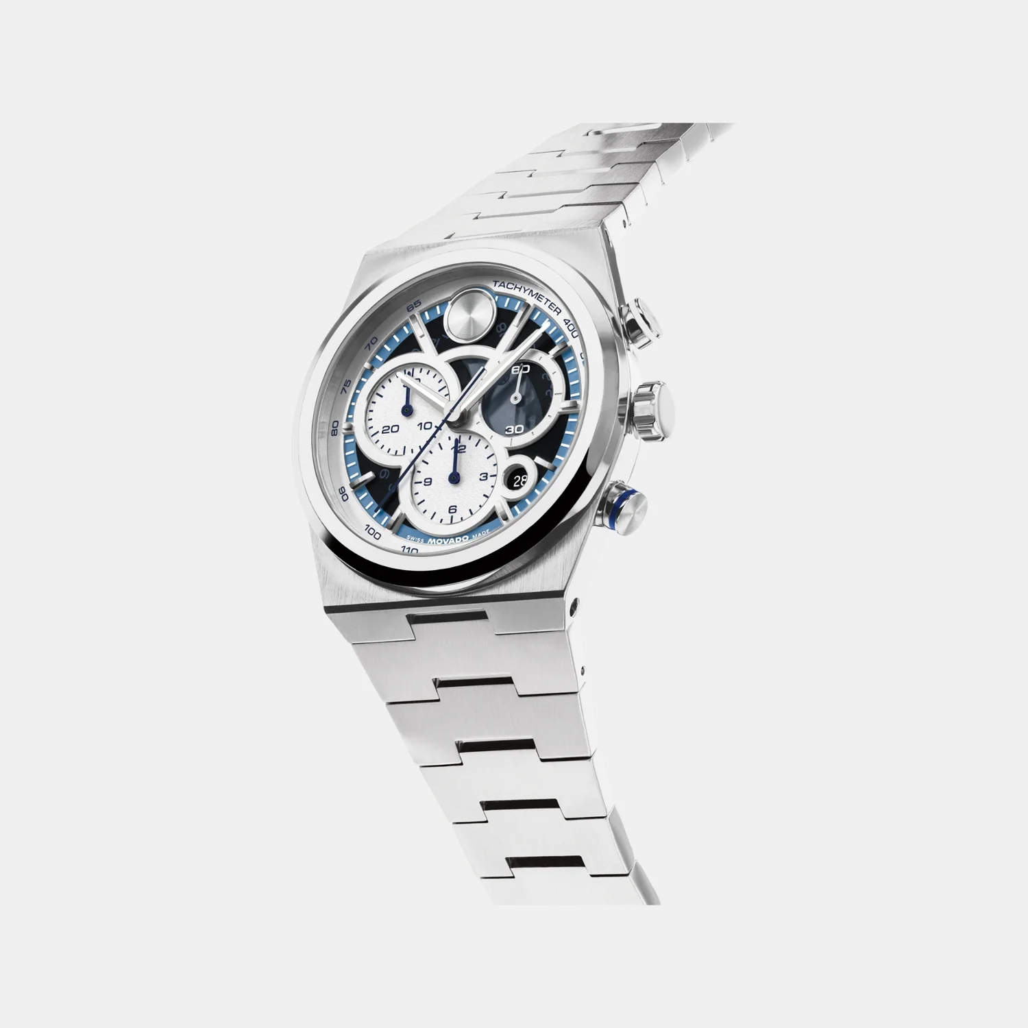 Bold Men Quartz Silver & Blue Dial Chronograph Stainless Steel Watch 3601304 - Image 2