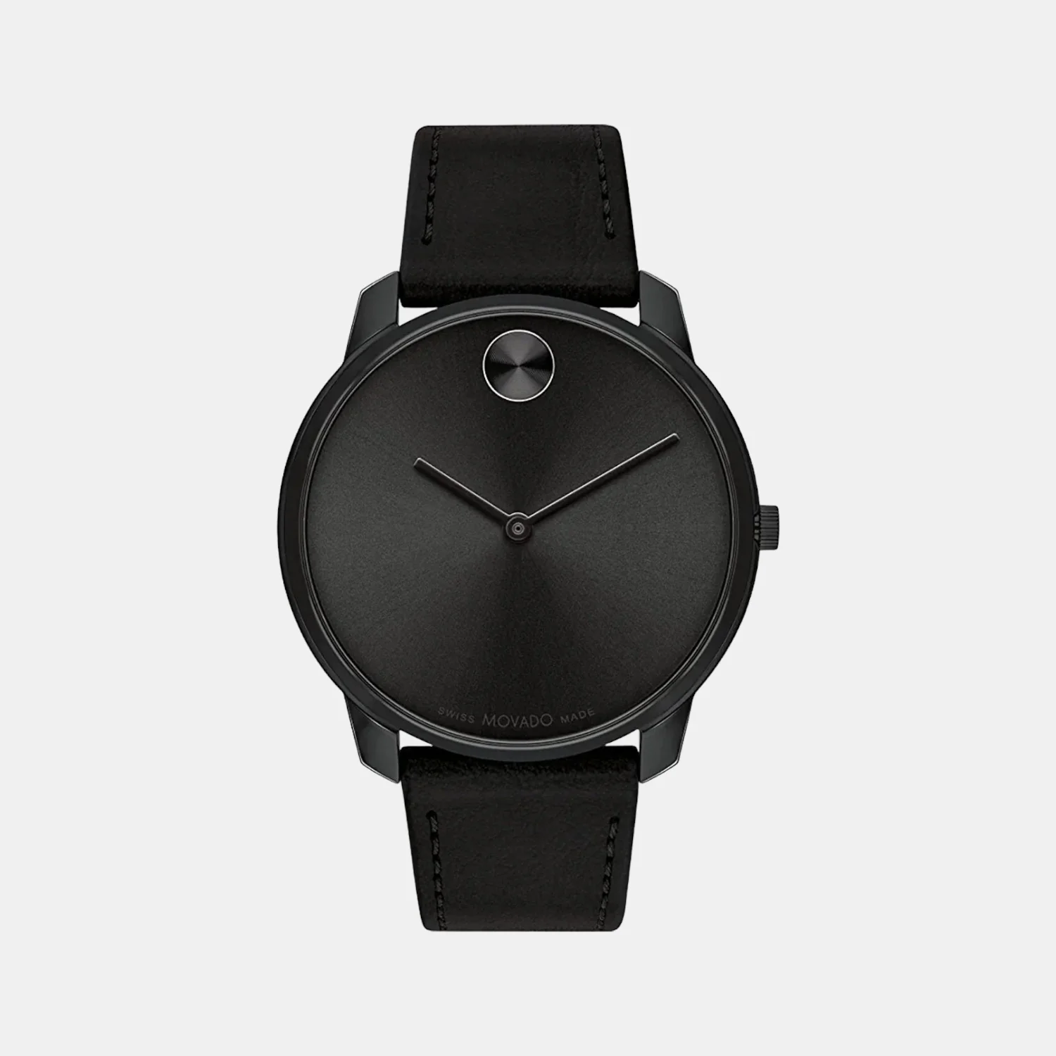 Bold Thin Men Quartz Black Dial Analog Leather Watch 3600831