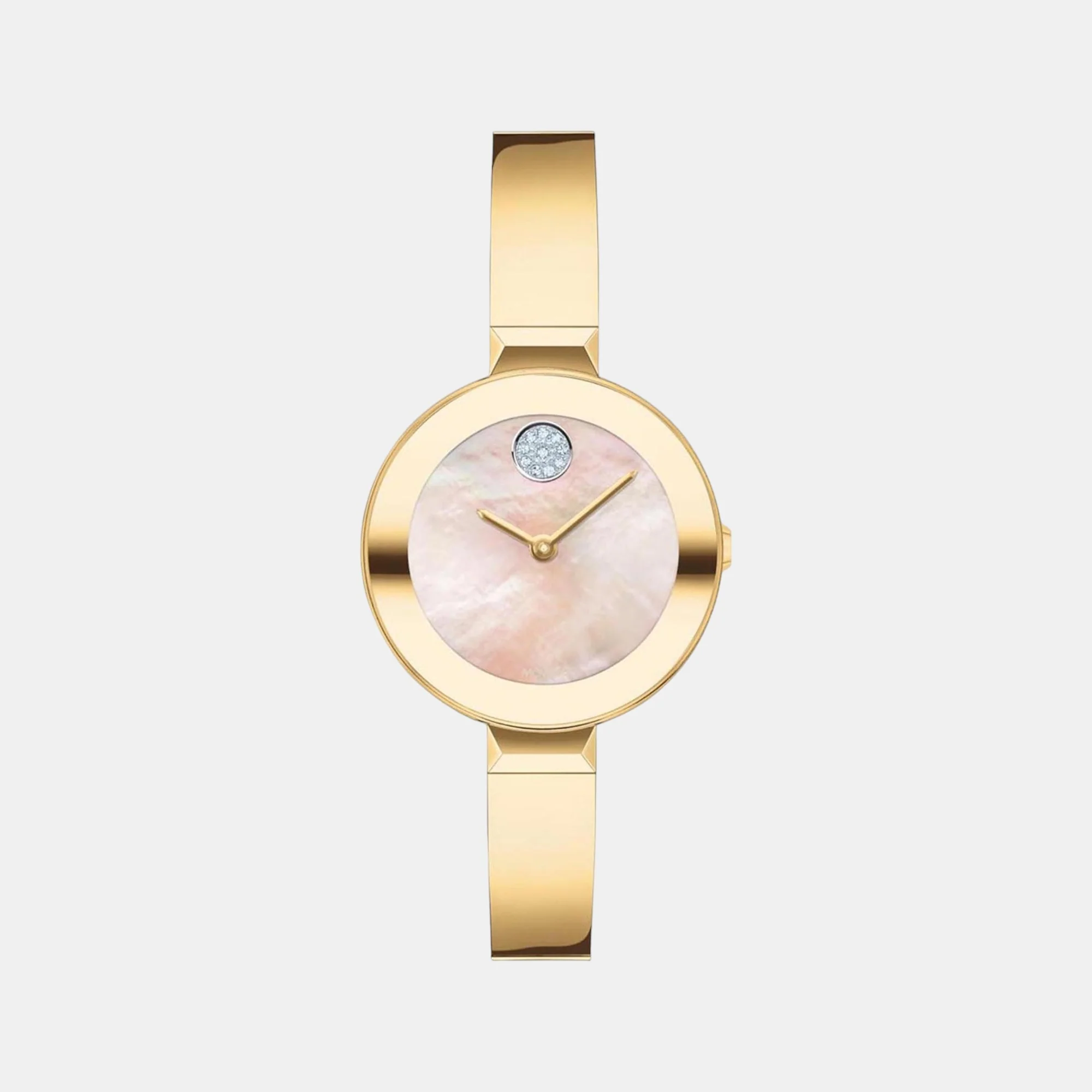 Bold Women Quartz Yellow Mother Of Pearl Dial Analog Stainless Steel Watch 3600627