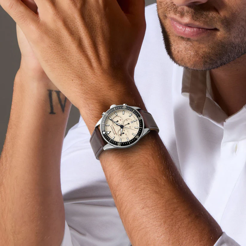 Calendoplan S Men Quartz Sand Dial Chronograph Leather Watch 3650205 - Image 4
