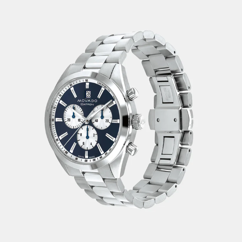 Datron Men Quartz Navy Blue Dial Chronograph Stainless Steel Watch 3650179 - Image 2