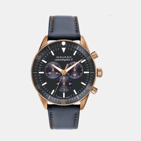 Heritage Men Quartz Grey Dial Chronograph Leather Watch 3650168