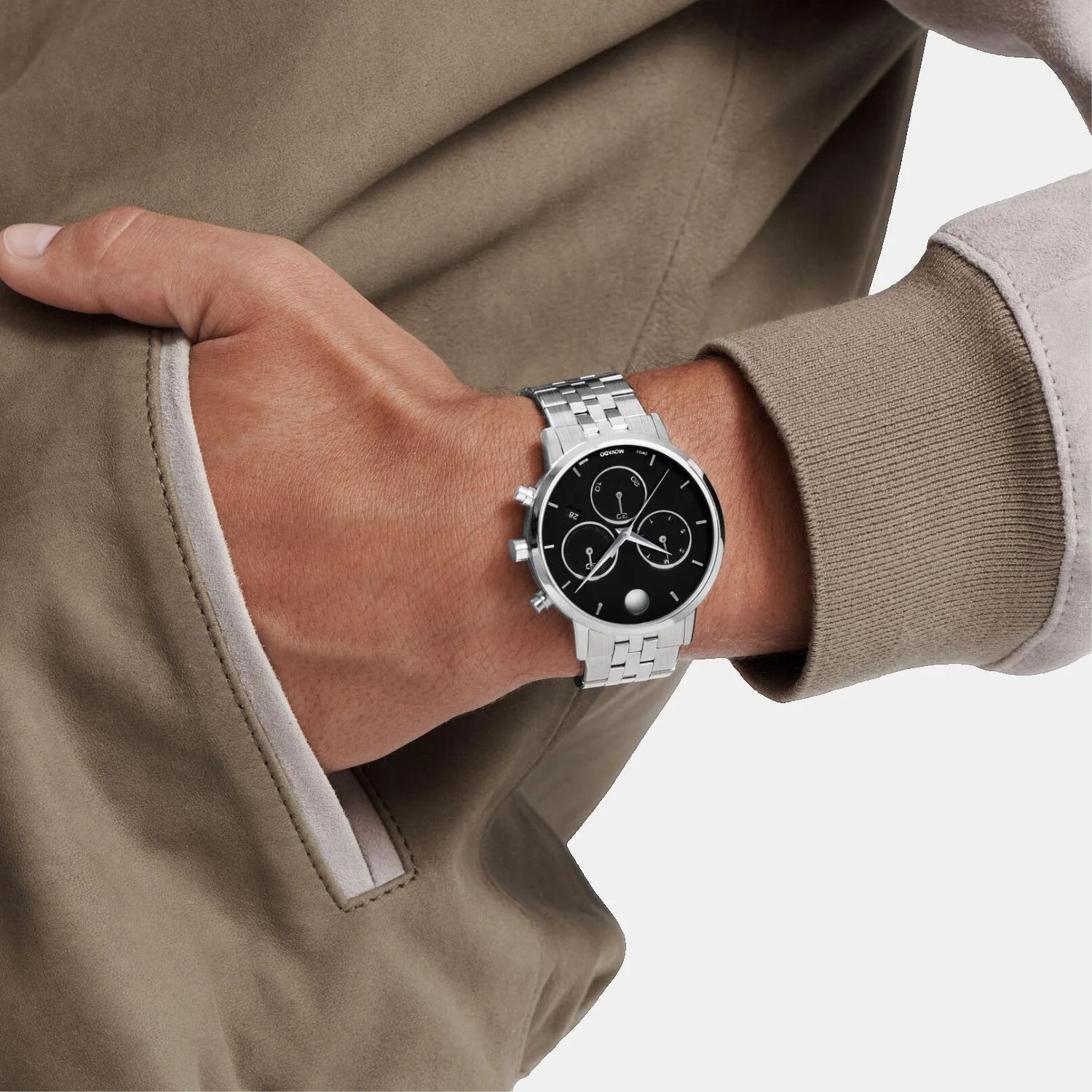 Museum Men Quartz Black Dial Chronograph Stainless Steel Watch 607776 - Image 4