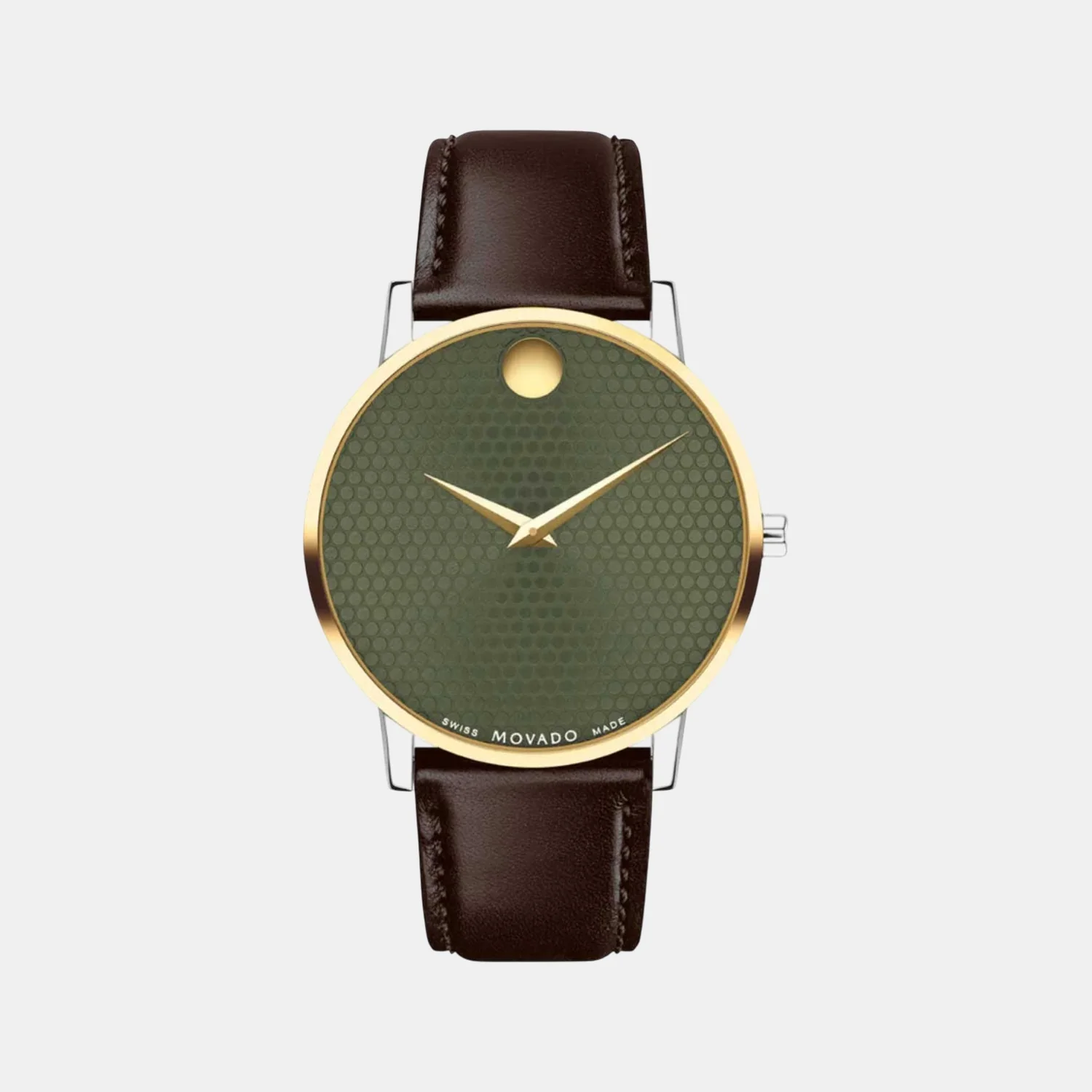 Museum Men Quartz Green Dial Analog Leather Watch 607893
