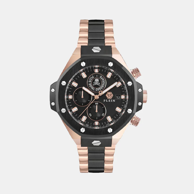 Newness Men Quartz Black Dial Chronograph Stainless Steel Watch PWLFA0625