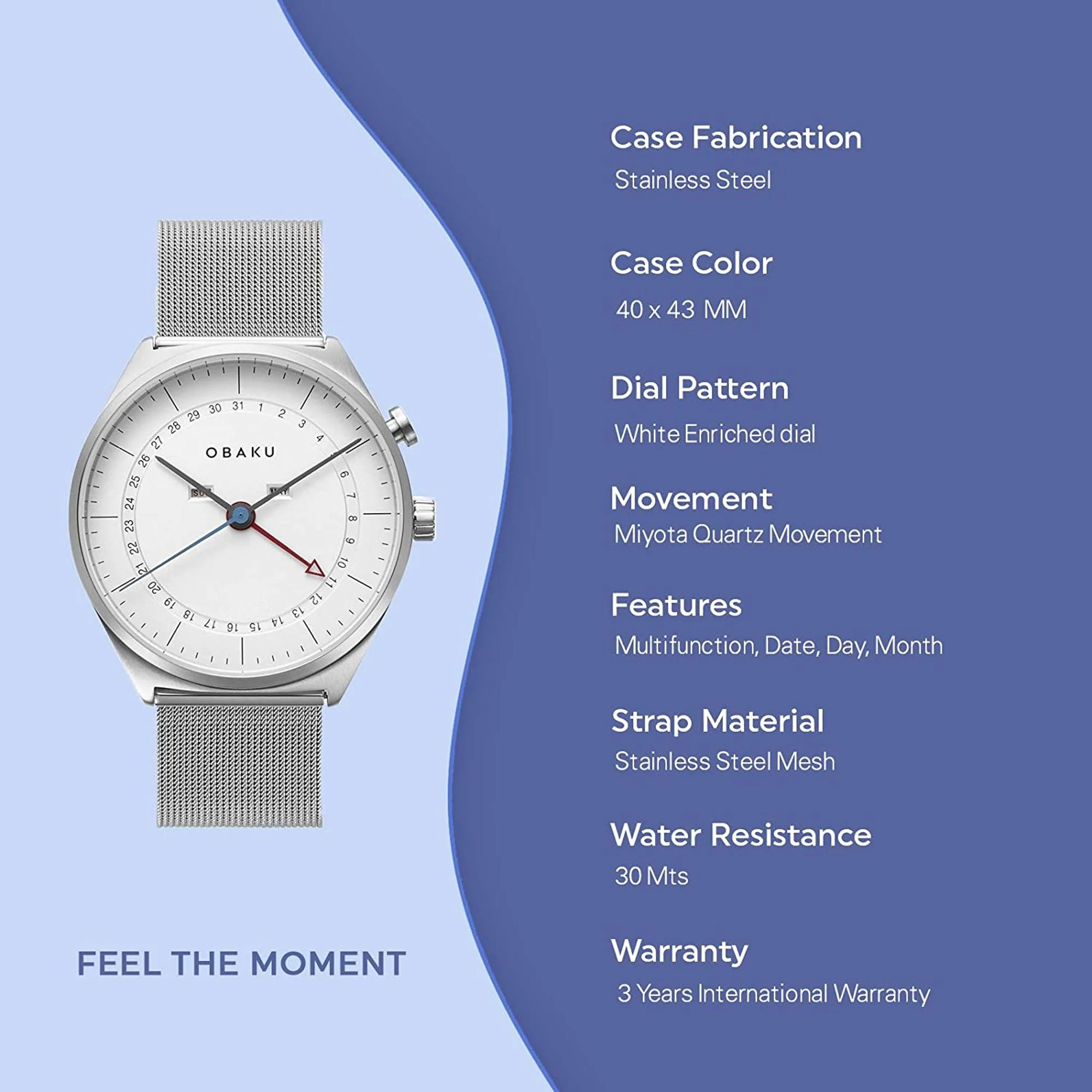 Dato Men Quartz White Dial Analog Stainless Steel Watch V242GMCIMC - Image 4