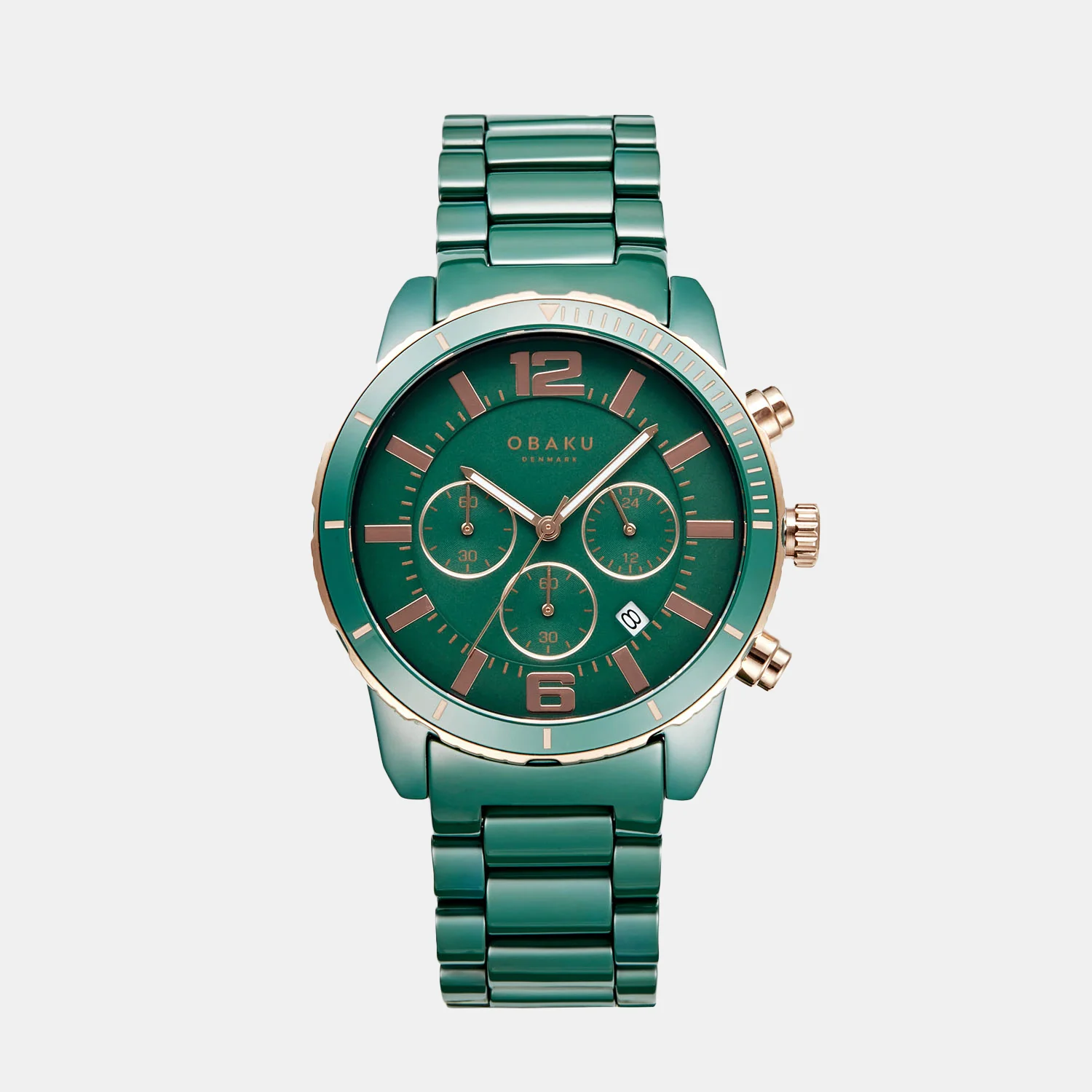 Falk Men Quartz Green Dial Chronograph Ceramic Watch V278GCEECE