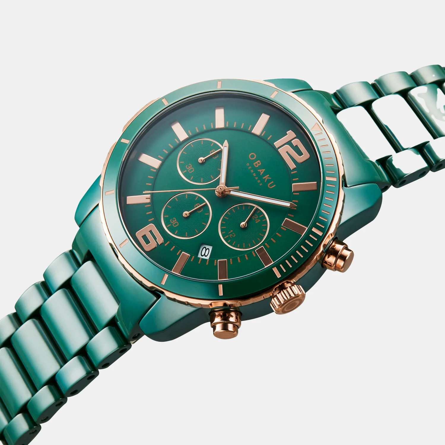 Falk Men Quartz Green Dial Chronograph Ceramic Watch V278GCEECE - Image 2