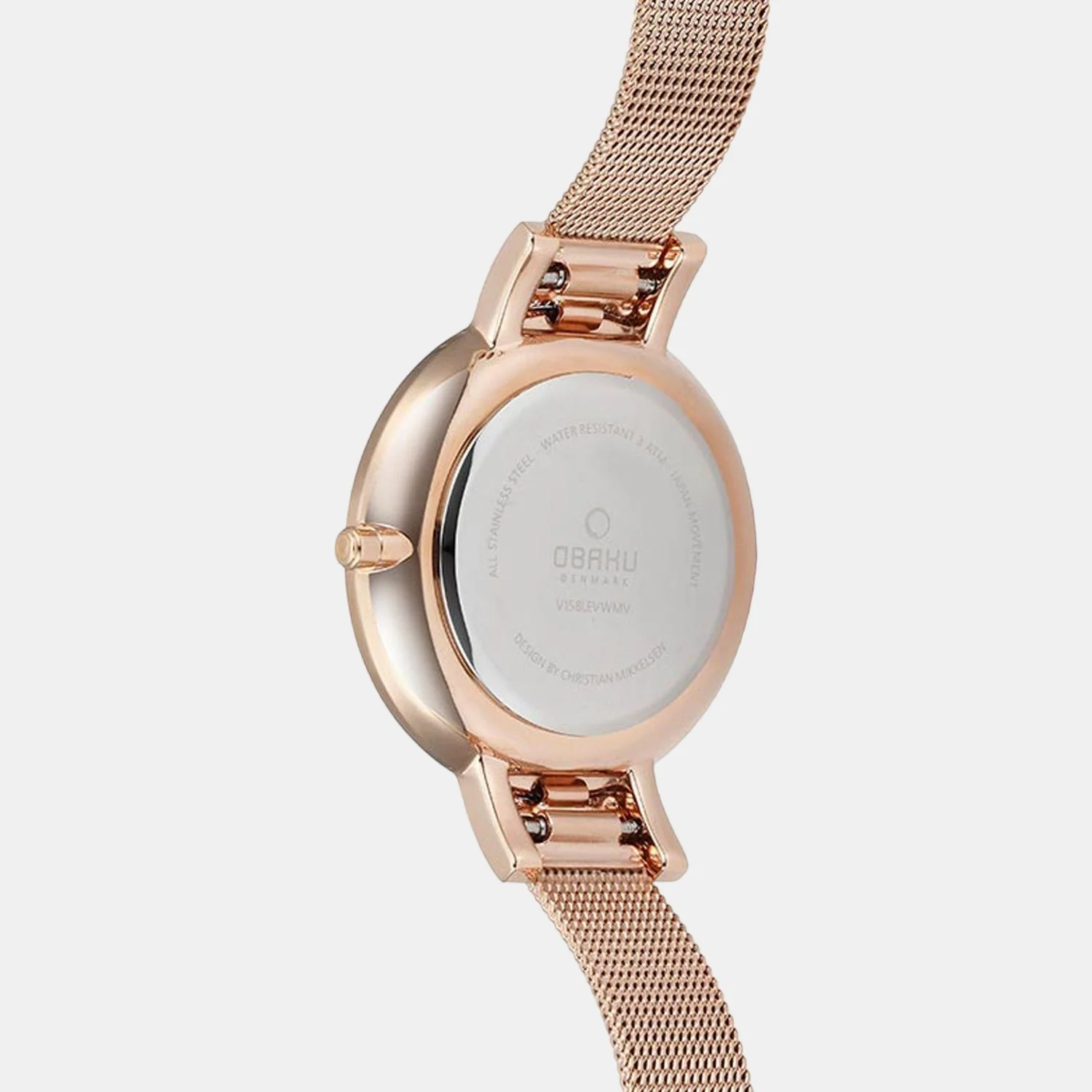 Lun Rose Women Quartz Pink Dial Analog Mesh Watch V158LEVWMV - Image 2