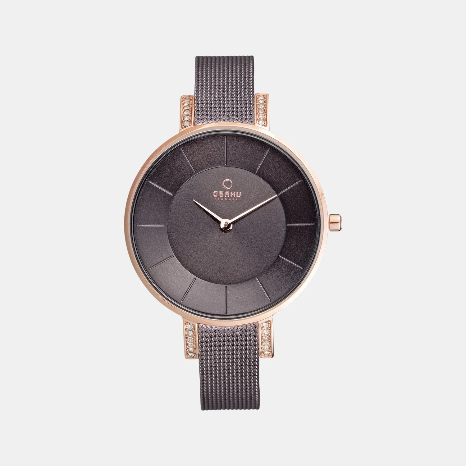 Lun Walnut Women Quartz Brown Dial Analog Mesh Watch V158LEVNMN