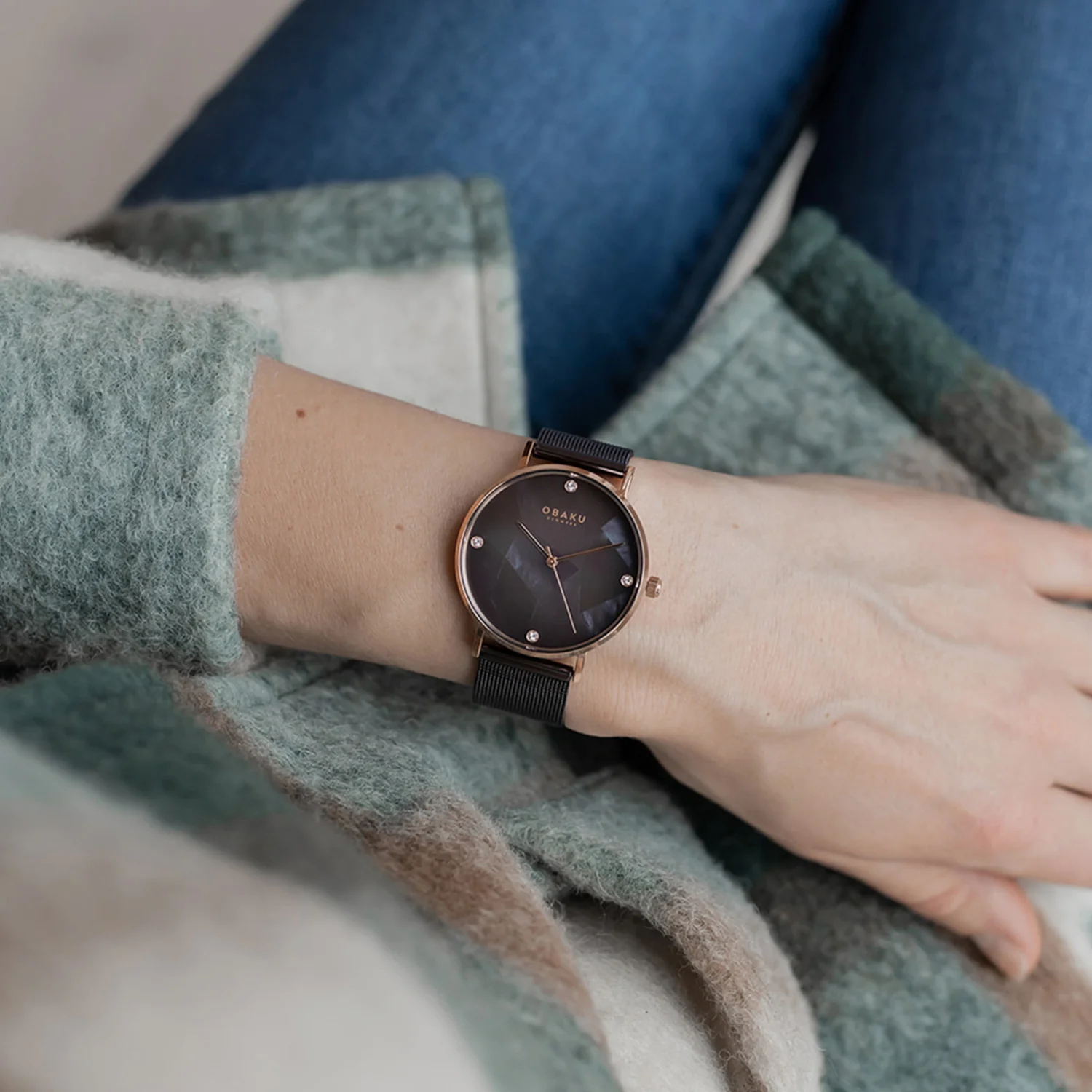 Mosaik Walnut Women Quartz Brown Mother Of Pearl Dial Analog Stainless Steel Watch V268LXVNMN - Image 5