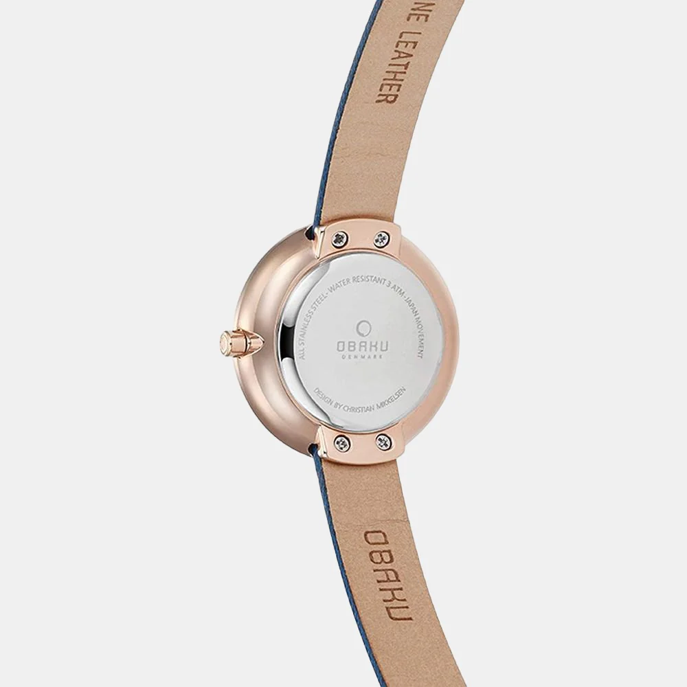 Stille Navy Women Quartz Blue Dial Analog Leather Watch V146LXVLRA - Image 3