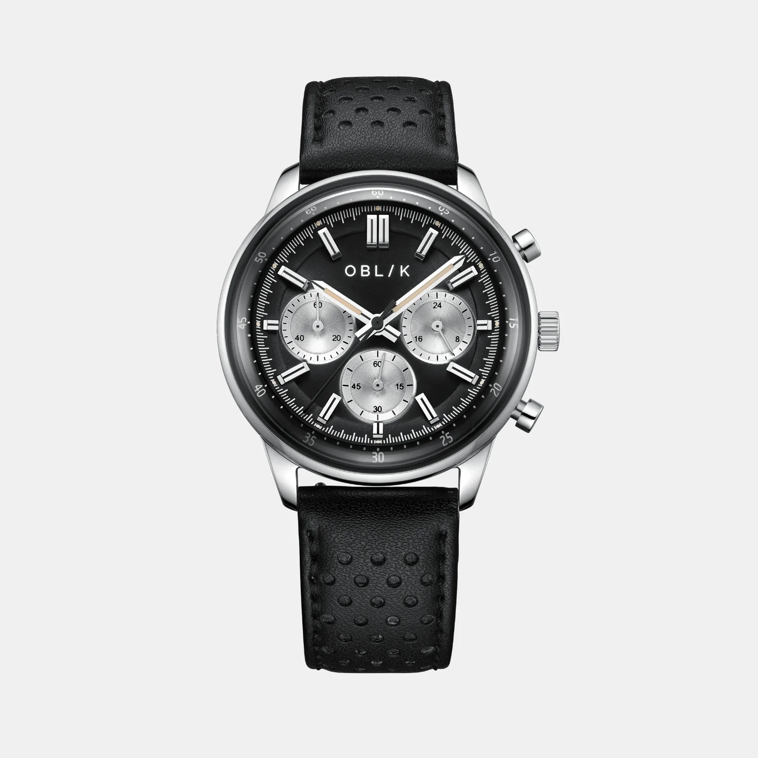 Panda Reverso Men Quartz Black Dial Chronograph Leather Watch - Image 2